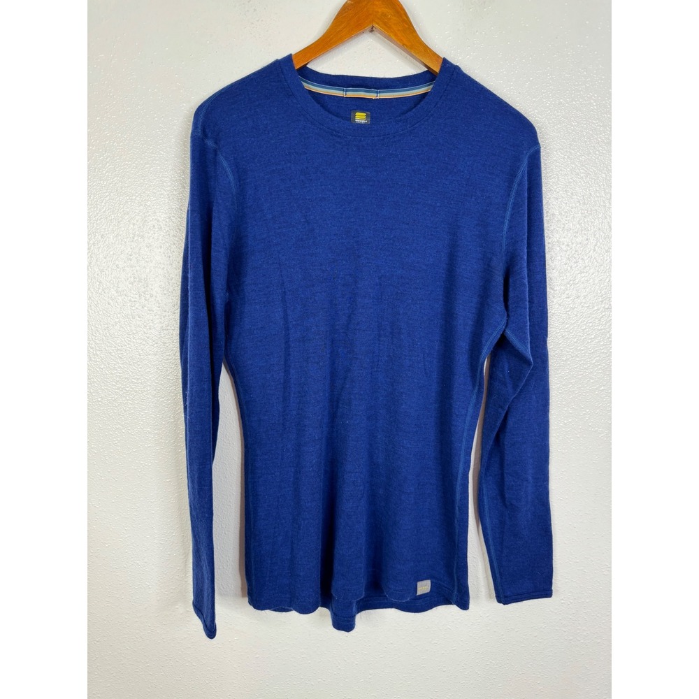 Meriwool Layers 250g Merino Wool Base Layer Top Mens Large Blue Long Sleeve